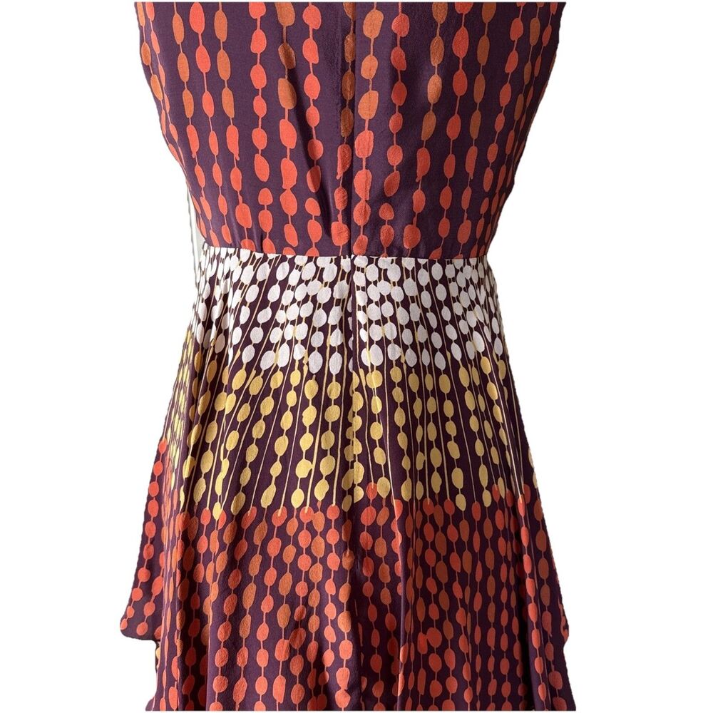 Anna Sui Made In USA Silk Ruffle Sleeveless Cocktail Dress Velvet Bow Multi Sz 4 - Picture 9 of 16